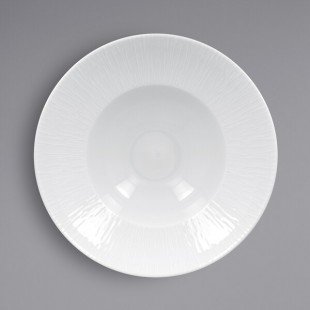 RAK Porcelain Soul 16.25 oz. Bright White Embossed Wide Rim Extra Deep Round Porcelain Plate - 6/Case RAK Porcelain Soul 16.25 oz. Bright White Embossed Wide Rim Extra Deep Round Porcelain Plate - 6/Case