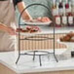 Cal-Mil 977-10-13 Iron Three Tier Black Wire Bowl and Plate Display - 11 3/4