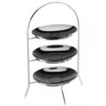 Cal-Mil 977-10-13 Iron Three Tier Black Wire Bowl and Plate Display - 11 3/4