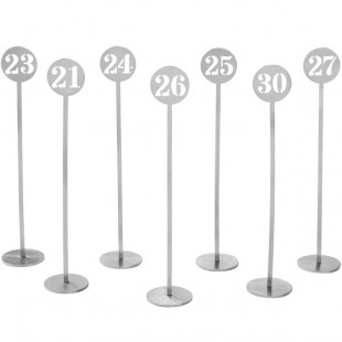 American Metalcraft NSC30 Silver Stamped-Out Number Table Stands - 21 to 30 American Metalcraft NSC30 Silver Stamped-Out Number Table Stands - 21 to 30
