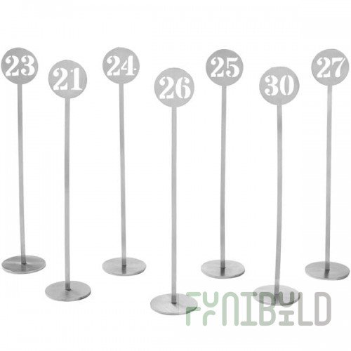 American Metalcraft NSC30 Silver Stamped-Out Number Table Stands - 21 to 30