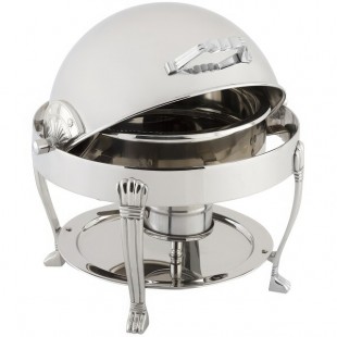 Bon Chef 12014CH Petite 3 Qt. Dripless Round Stainless Steel with Chrome Accents Roll Top Chafer with Aurora Legs Bon Chef 12014CH Petite 3 Qt. Dripless Round Stainless Steel with Chrome Accents Roll Top Chafer with Aurora Legs