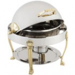 Bon Chef 12014CH Petite 3 Qt. Dripless Round Stainless Steel with Chrome Accents Roll Top Chafer with Aurora Legs Bon Chef 12014CH Petite 3 Qt. Dripless Round Stainless Steel with Chrome Accents Roll Top Chafer with Aurora Legs
