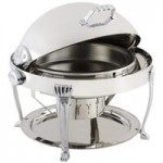 Bon Chef 12014CH Petite 3 Qt. Dripless Round Stainless Steel with Chrome Accents Roll Top Chafer with Aurora Legs Bon Chef 12014CH Petite 3 Qt. Dripless Round Stainless Steel with Chrome Accents Roll Top Chafer with Aurora Legs