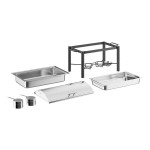 Acopa 8 Qt. Full Size Wrought Iron Pillar Chafer Kit with Roll Top Lid Acopa 8 Qt. Full Size Wrought Iron Pillar Chafer Kit with Roll Top Lid