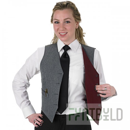 Henry Segal Women's Customizable Gray / Burgundy Reversible Server Vest - 2XL