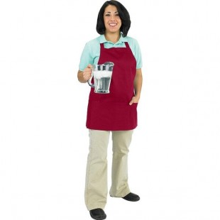 Chef Revival Burgundy Poly-Cotton Customizable Bib Apron with 1 Pocket - 28 Chef Revival Burgundy Poly-Cotton Customizable Bib Apron with 1 Pocket - 28