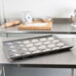 Chicago Metallic 42345 Glazed Aluminized Steel 24 Mold 3.31 oz. Individual Hamburger Bun / Muffin Top / Cookie Pan - 19 1/2 Chicago Metallic 42345 Glazed Aluminized Steel 24 Mold 3.31 oz. Individual Hamburger Bun / Muffin Top / Cookie Pan - 19 1/2
