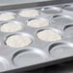 Chicago Metallic 42345 Glazed Aluminized Steel 24 Mold 3.31 oz. Individual Hamburger Bun / Muffin Top / Cookie Pan - 19 1/2 Chicago Metallic 42345 Glazed Aluminized Steel 24 Mold 3.31 oz. Individual Hamburger Bun / Muffin Top / Cookie Pan - 19 1/2