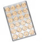Chicago Metallic 42345 Glazed Aluminized Steel 24 Mold 3.31 oz. Individual Hamburger Bun / Muffin Top / Cookie Pan - 19 1/2 Chicago Metallic 42345 Glazed Aluminized Steel 24 Mold 3.31 oz. Individual Hamburger Bun / Muffin Top / Cookie Pan - 19 1/2