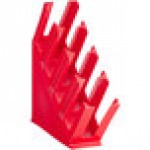 Choice Red 4-Section Slanted Countertop Cup and Lid Organizer