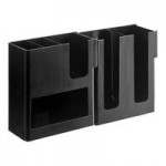 Choice Red 4-Section Slanted Countertop Cup and Lid Organizer