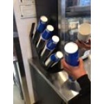 Choice Red 4-Section Slanted Countertop Cup and Lid Organizer