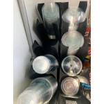 Choice Red 4-Section Slanted Countertop Cup and Lid Organizer