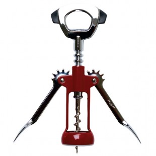 Franmara 2055 Ultimo Chrome-Plated Wing Corkscrew with Red Enameled Body