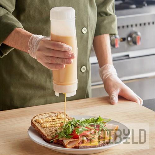 San Jamar EZ-KLEEN® 24 oz. Sauce Bottle with Medium Valve 857324M