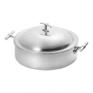 Eastern Tabletop 5906H 6 Qt. Hammered Stainless Steel Induction Pot with Lid and Double Handles