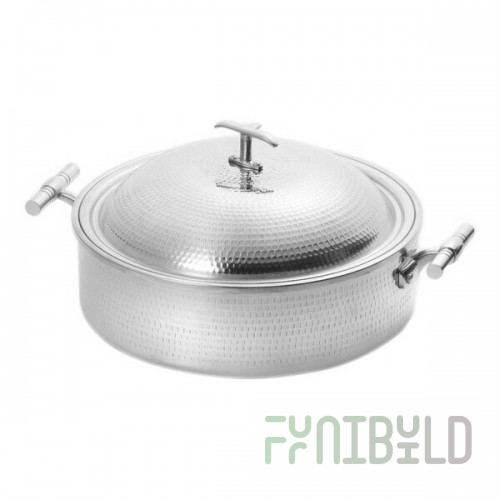 Eastern Tabletop 5906H 6 Qt. Hammered Stainless Steel Induction Pot with Lid and Double Handles