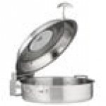 Bon Chef 60030SHL Cucina 6 Qt. Stainless Steel Induction Brazier Pan with Slow Down Hinged Glass Cover