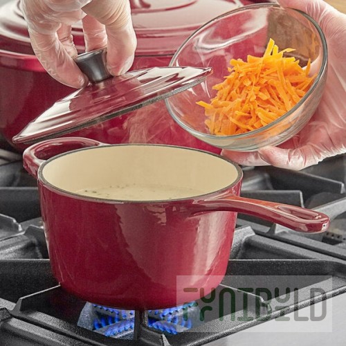 Valor 1.75 Qt. Merlot Enameled Cast Iron Sauce Pan with Cover