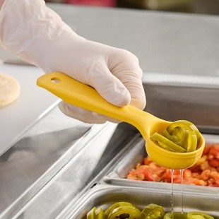 Carlisle 492304 Measure Misers 1 oz. Yellow Acetal Short Handle Perforated Portion Spoon