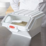 Rubbermaid® FG9G6000WHT ProSave 2.6 Gallon / 40 Cup White Shelf Ingredient Storage Bin with Sliding Lid & Scoop