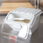 Rubbermaid® FG9G6000WHT ProSave 2.6 Gallon / 40 Cup White Shelf Ingredient Storage Bin with Sliding Lid & Scoop