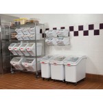 Rubbermaid® FG9G6000WHT ProSave 2.6 Gallon / 40 Cup White Shelf Ingredient Storage Bin with Sliding Lid & Scoop