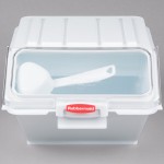 Rubbermaid® FG9G6000WHT ProSave 2.6 Gallon / 40 Cup White Shelf Ingredient Storage Bin with Sliding Lid & Scoop