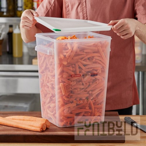 Araven 23.2 Qt. Translucent Square Polypropylene Food Storage Container with Airtight Lid