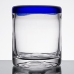 Libbey 92313 Aruba 10 oz. Customizable Rocks / Old Fashioned Glass with Cobalt Blue Rim - 12/Case