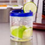 Libbey 92313 Aruba 10 oz. Customizable Rocks / Old Fashioned Glass with Cobalt Blue Rim - 12/Case