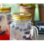 Acopa Rustic Charm 16 oz. Drinking Jar with Handle and Gold Metal Lid with Straw Hole - 12/Case