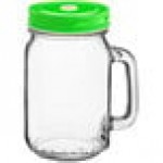 Acopa Rustic Charm 16 oz. Drinking Jar with Handle and Gold Metal Lid with Straw Hole - 12/Case