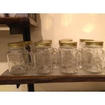 Acopa Rustic Charm 16 oz. Drinking Jar with Handle and Gold Metal Lid with Straw Hole - 12/Case