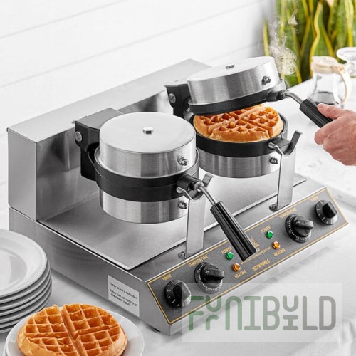 Carnival King WBM26 Non-Stick Double Belgian Waffle Maker with Timers - 120V