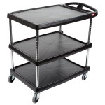 Metro myCart MY2030-34BL Black Utility Cart with Three Shelves and Chrome Posts - 24