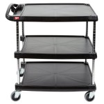 Metro myCart MY2030-34BL Black Utility Cart with Three Shelves and Chrome Posts - 24
