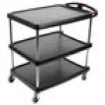 Metro myCart MY2030-34BL Black Utility Cart with Three Shelves and Chrome Posts - 24