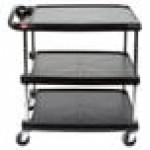 Metro myCart MY2030-34BL Black Utility Cart with Three Shelves and Chrome Posts - 24