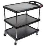 Metro myCart MY2030-34BL Black Utility Cart with Three Shelves and Chrome Posts - 24
