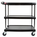 Metro myCart MY2030-34BL Black Utility Cart with Three Shelves and Chrome Posts - 24