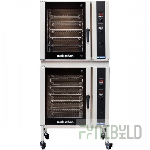 Moffat E35D6-26/2C Turbofan Double Deck Full Size Electric Digital Convection Oven with Steam Injection and Casters - 208V, 1 Phase