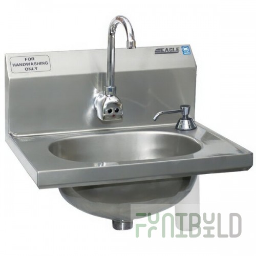 Eagle Group HSA-10-FE-B-DS-MG MICROGARD® Hand Sink with Faucet, Soap Dispenser, and Basket Drain