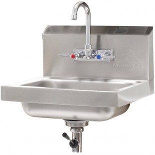 Advance Tabco 7-PS-67 Hand Sink with Splash Mount Faucet and Lever Operated Drain - 17 1/4
