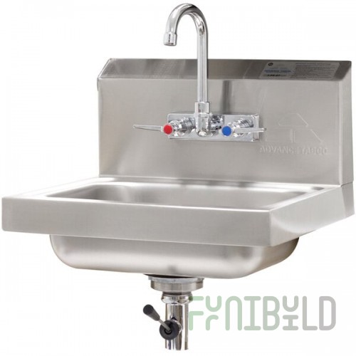 Advance Tabco 7-PS-67 Hand Sink with Splash Mount Faucet and Lever Operated Drain - 17 1/4