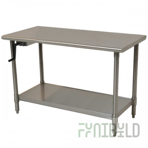 Eagle Group T2460SE-HA Left Crank 14 Gauge Type 304 Stainless Steel Adjustable Height ADA / Ergonomic Work Table with Undershelf - 24