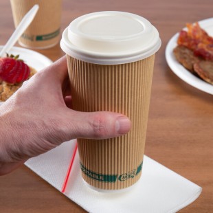 EcoChoice 20 oz. Sleeveless Ripple Kraft Paper Hot Cup and Lid - 100/Case