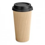 EcoChoice 20 oz. Sleeveless Ripple Kraft Paper Hot Cup and Lid - 100/Case