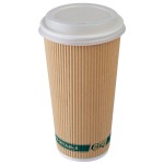EcoChoice 20 oz. Sleeveless Ripple Kraft Paper Hot Cup and Lid - 100/Case
